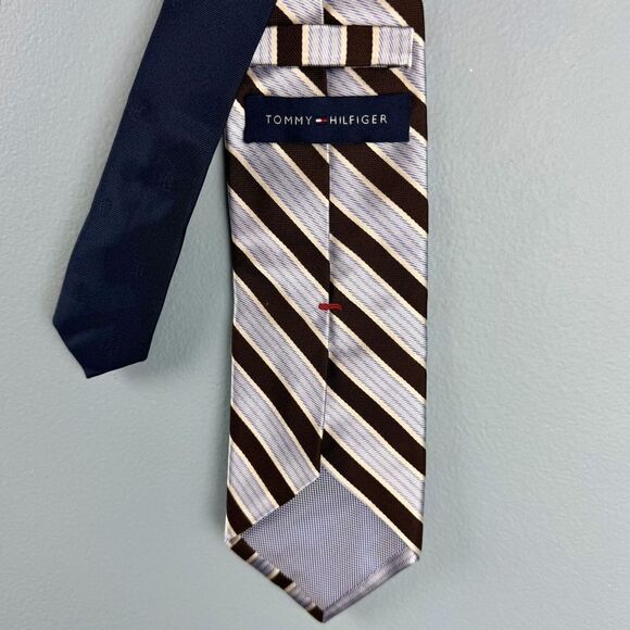 Tommy Hilfiger Other - Tommy Hilfiger Men's Blue White Brown Diagonal Striped 3.5" Silk Tie Necktie